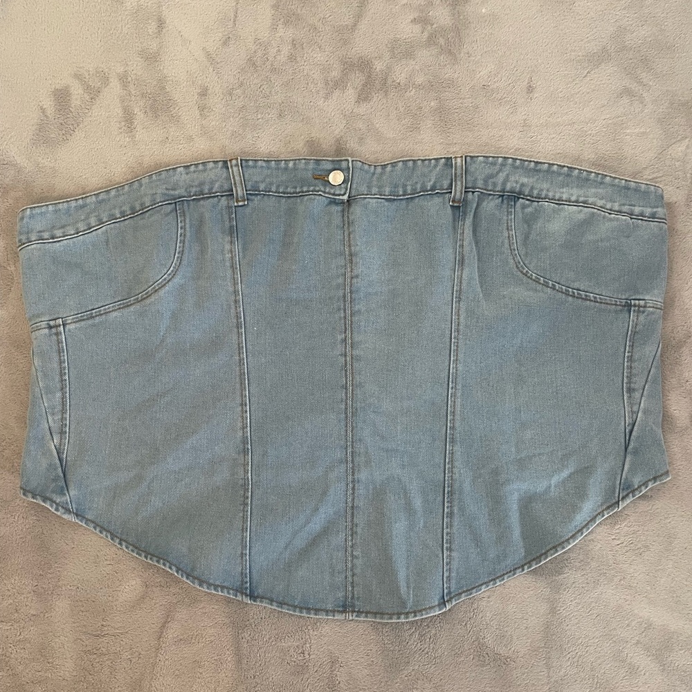 PrettyLittleThing Blue Denim Corset Top